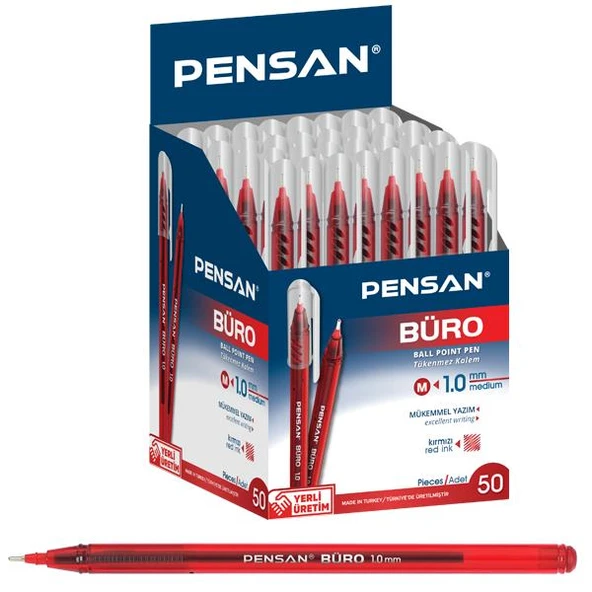Pensan Tükenmez Kalem Büro 1.0 MM Kırmızı 50 Li 2270 ürün görseli 1