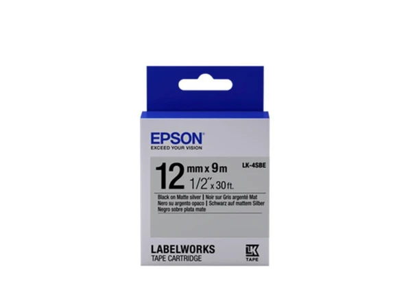 Epson LK-4SBE Gümüş Üzeri Siyah 12mm 9Metre Etiket ürün görseli 1