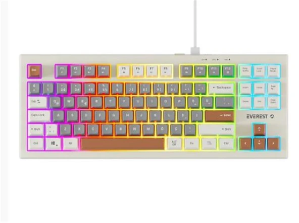 Everest KB-98 SILENT TKL Gri Mavi-Gri-Kahve Rainbow Q Membrane Klavye ürün görseli 1