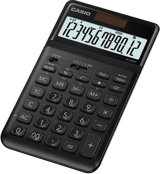 Casio JW-200SC-BK 12 Hane Siyah Masa Üstü Hesap Makinesi ürün görseli 1