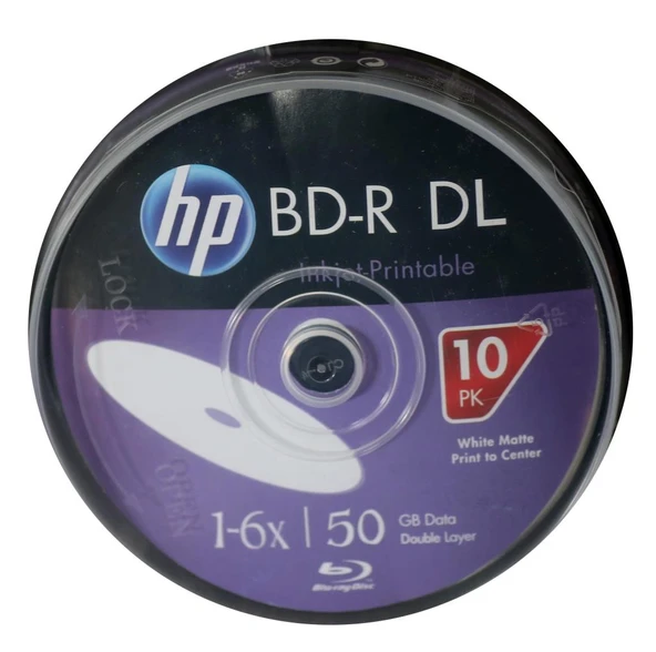 Hp Blu-Ray Bd-R 6X 50Gb 10Lu Cake Box Prıntable Baskı Yapılabilir Blu-Ray Dvd ürün görseli 1
