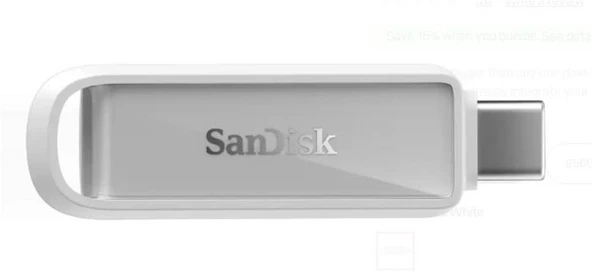Sandisk SDIXS0N-128G-GN6NE 128GB Phone Drive with USB-C-128GB (Arctic White) Flash Bellek ürün görseli 1