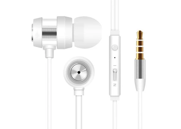 Snopy SN-J01 Beyaz gümüş Kulak İçi Tek Jaklı Mikrofonlu Kulaklık ürün görseli 1
