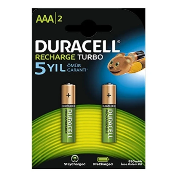 Duracell Şarjlı İnce Kalem Pil (AAA) 900 MAH 2 Lİ ürün görseli 1