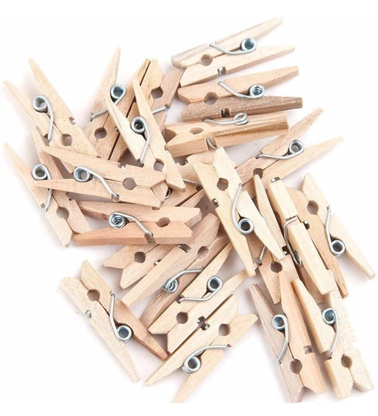 Puti Ahşap Küçük Mandal Natural 24 LÜ 4674 ürün görseli 1