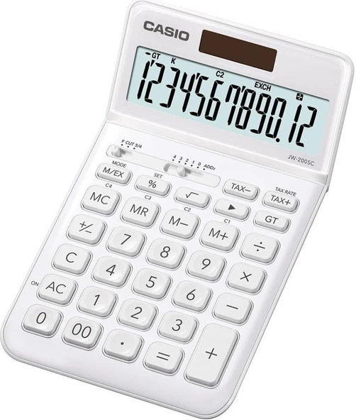 Casio JW-200SC-WE 12 Hane Beyaz Masa Üstü Hesap Makinesi ürün görseli 1