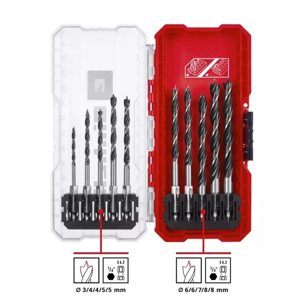 Einhell S-CASE 10 Parçalı Ahşap Matkap Ucu Seti 49108733 - Resim 3