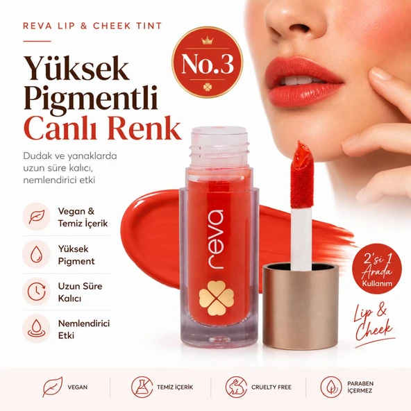 Vegan & Temiz İçerikli Lip & Cheek Tint – 2’si 1 Arada Doğal Renk, Nem ve Işıltı No.3 ürün görseli 1