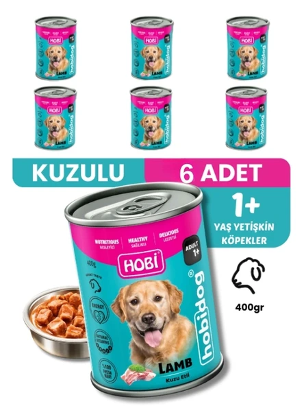 Hobi Hobidog Kuzu Etli Yetişkin Köpek Konservesi 400 Gr x 6 Adet | Tam ve Dengeli Yaş Mama ürün görseli 1