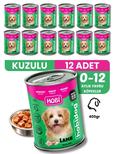 Hobi Hobidog Kuzu Etli Yavru Köpek Konservesi 400 Gr x 12 Adet | Tam ve Dengeli Yaş Mama ürün görseli 1