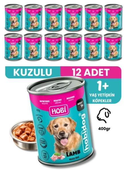 Hobi Hobidog Kuzu Etli Yetişkin Köpek Konservesi 400 Gr x 12 Adet | Tam ve Dengeli Yaş Mama ürün görseli 1