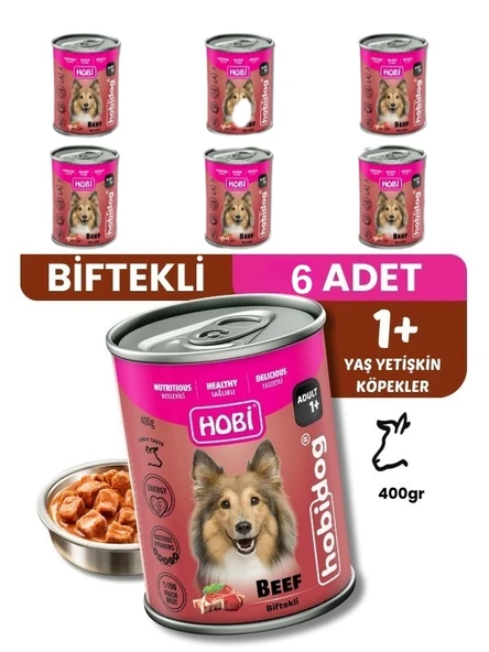 Hobi Hobidog Biftekli Yetişkin Köpek Konservesi 400 Gr x 6 Adet | Tam ve Dengeli Yaş Mama ürün görseli 1