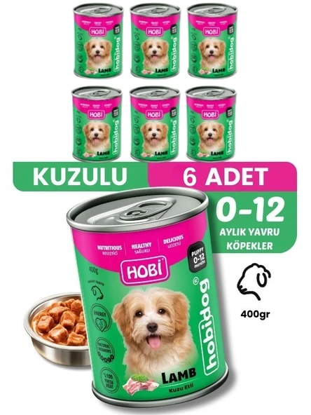 Hobi Hobidog Kuzu Etli Yavru Köpek Konservesi 400 Gr x 6 Adet | Tam ve Dengeli Yaş Mama ürün görseli 1