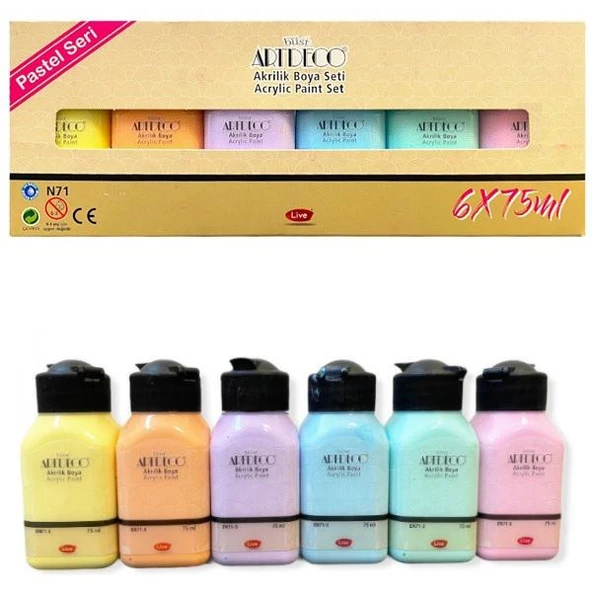 Artdeco Akrilik Boya 6x75 ML Set Pastel Renkler LV-Y-070I-AS2 ürün görseli 1