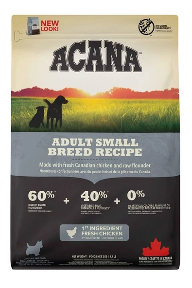 Acana adult small breed recipe köpek 2kg tahılsız tavuk ve balıklı küçük ırk yetişkin köpek maması ürün görseli 1