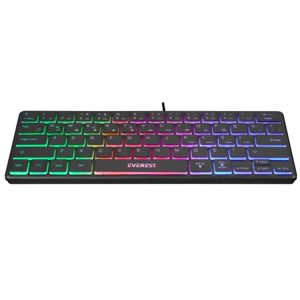 Everest KB-79 SILENT PRO Gri-Gri Mavi-Kahve SESSİZ RGB Q Membrane Oyuncu Klavyesi ürün görseli 1