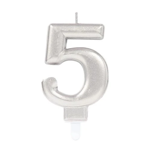 5 Rakamı Mum Gümüş Renk ürün görseli 1