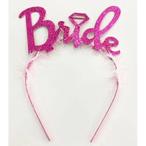 Fuşya Renk Bekarlığa Veda İtalik Yazı Alyanslı Bride Taç P118065S9082 ürün görseli 1