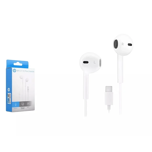 Hp DHH-3113C-WT Kablolu Kulakiçi Type-C Ses Kontrol Butonlu Mikrofonlu Beyaz Kulaklık ürün görseli 1
