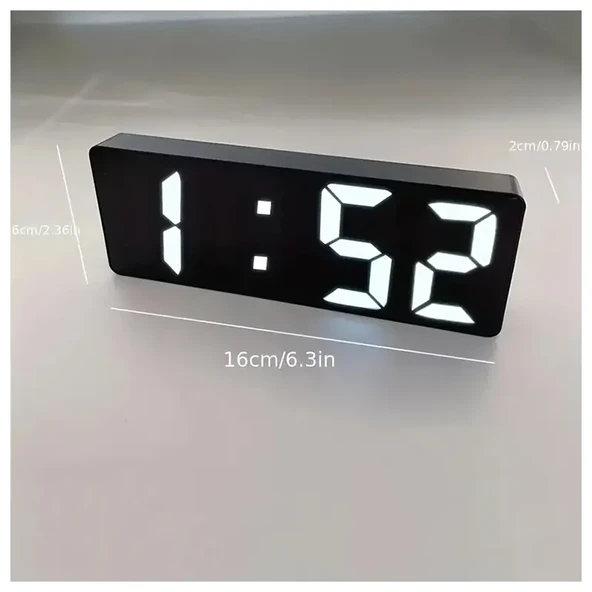 Saat, Led Ayna Masa Alarm Saati, Dijital Alarm Erteleme Ekranı Zaman, Masaüstü ürün görseli 1