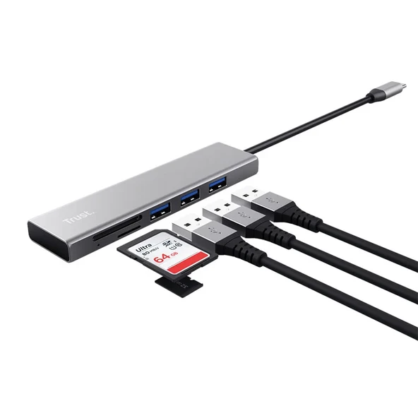 Trust 24191 FAST USB-C HUB & CARD READER - Resim 2