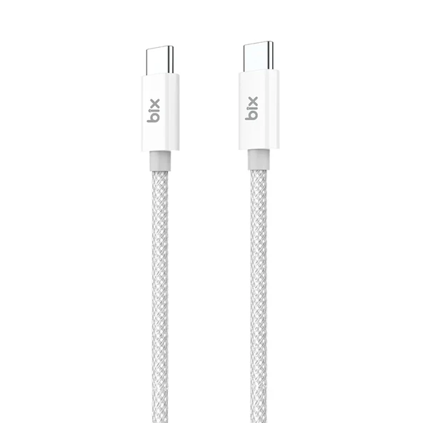 Bix T2CC 60W PVC Örgülü Type-C To Type-C Hızlı Şarj Ve Data Kablosu 1 Metre Gri ürün görseli 1