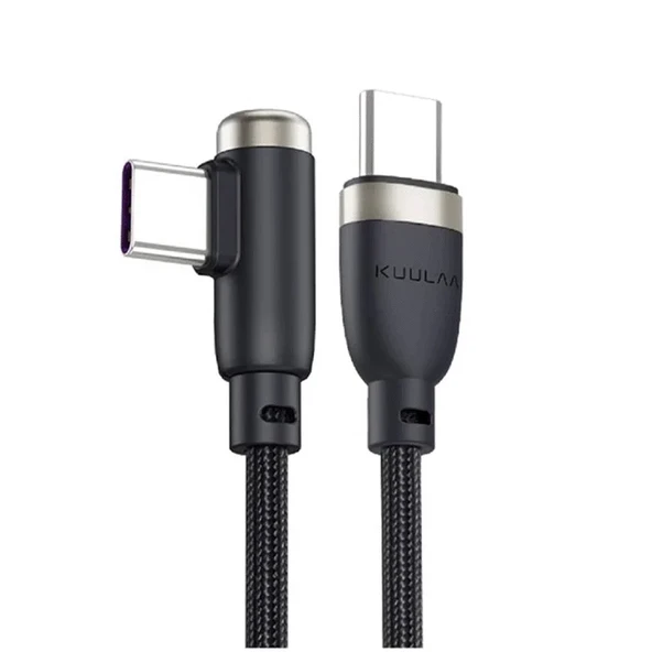Kuulaa KL-X41/KL-X40 L- Tipi 90 Derece 60W 3A Hızlı Şarj Type-C Kablo 1 Metre Siyah ürün görseli 1