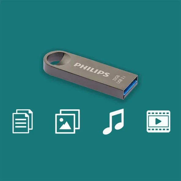 Philips USB 3.1 32GB Moon Uzay Grisi - Resim 6