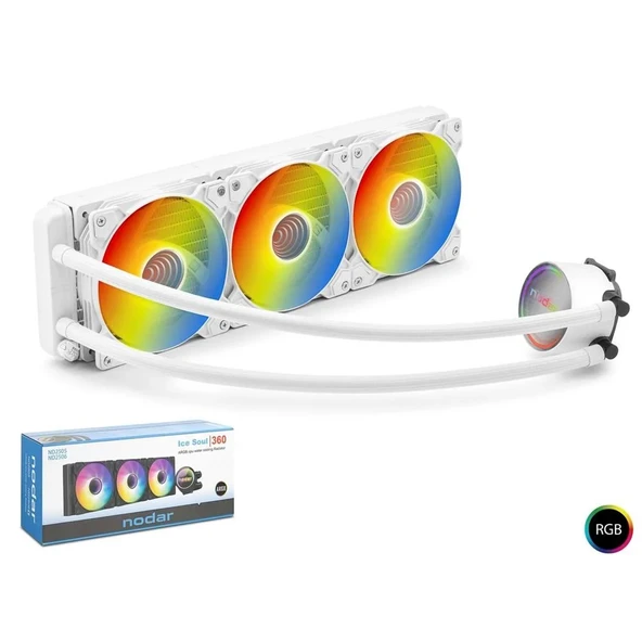 Nodar Nd2506 Sıvı Soğutma Fan 360 Argb 36Cm Beyaz ürün görseli 1