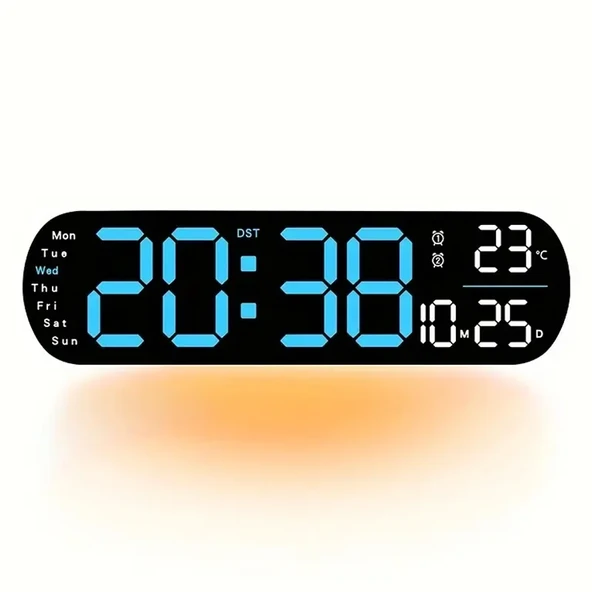 Nie Uzaktan Kumandalı Büyük Dijital Duvar Saati, Çift Alarm, Yaz Saati Uygulaması, 10 Seviyeli Parlaklık, LED Gece Işığı, USB ile Çalışır, Kablosuz veya Prizli Kullanım, ürün görseli 1