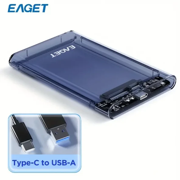 EAGET 6.35 cm Harici Kasa, USB 3.0 SATA Taşınabilir Şeffaf ürün görseli 1