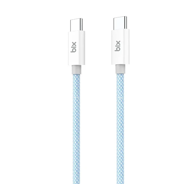 Bix T2CC Type-C'den Type-C'ye 60W Örgülü PVC Kablo 1m ürün görseli 1