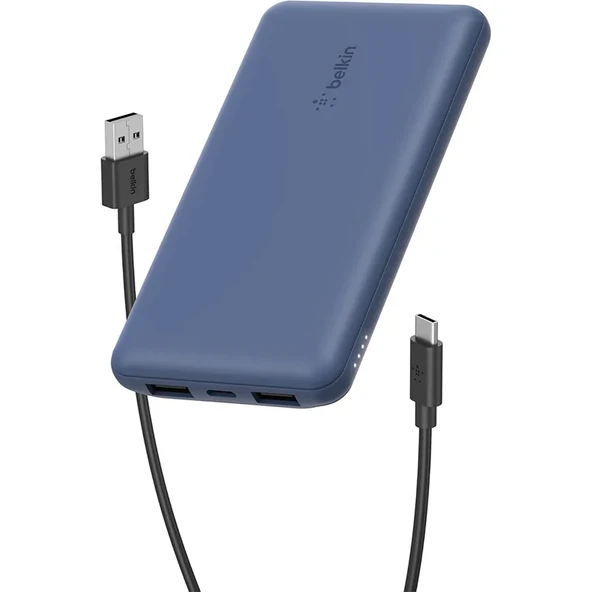 Belkin 10K Power Bank + USB-C 15W, Çift USB-A, 15cm USB-A - C Cable ürün görseli 1