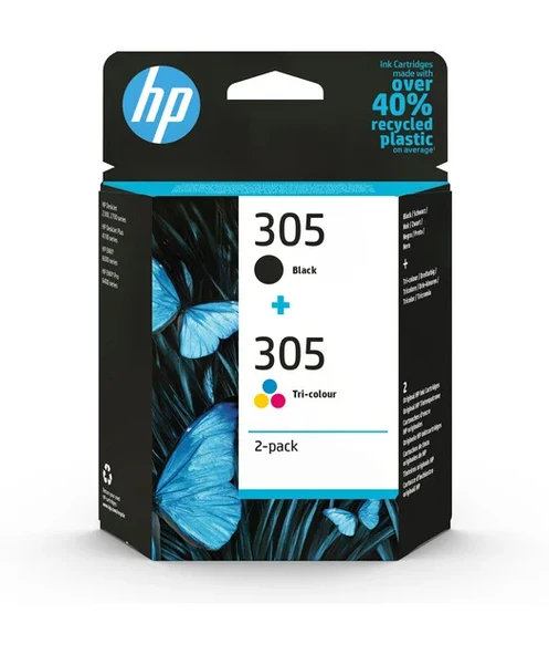 HP 305 2-Pack Tri-color/Black Original Ink Cartridge ürün görseli 1