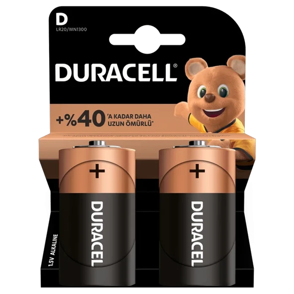Duracell D Büyük Pil 2'li Kart ürün görseli 1