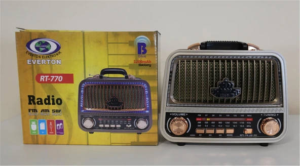 Everton Rt-770  Şarjlı Led Işıklı  Nostaljik Radyo(Bluetooth Fm-Usb-Tf-Aux) ürün görseli 1