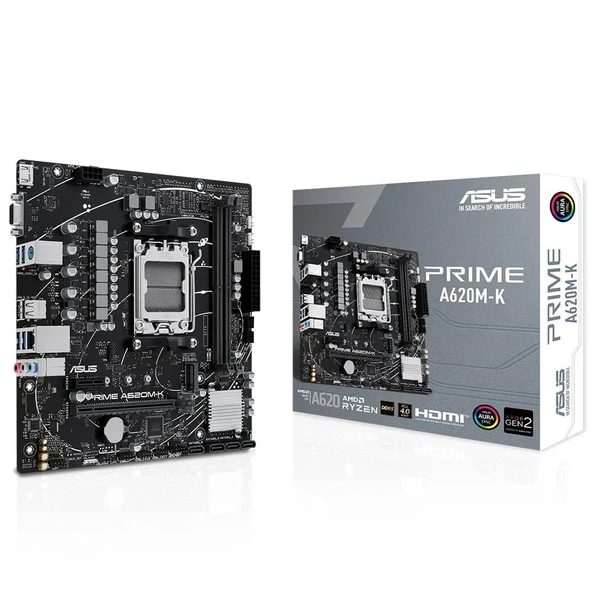 Asus Prime A620M-K 6400MHz (OC) DDR5 Soket AM5 M.2 HDMI VGA mATX Anakart ürün görseli 1