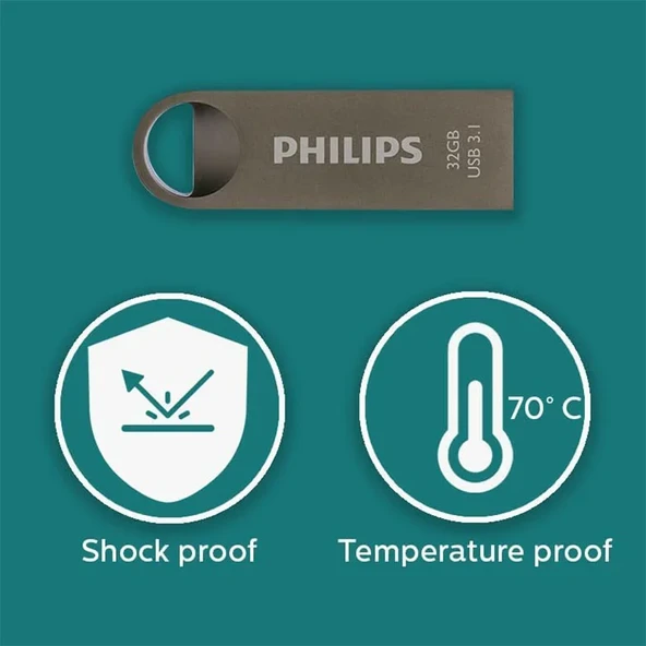 Philips USB 3.1 32GB Moon Uzay Grisi - Resim 8
