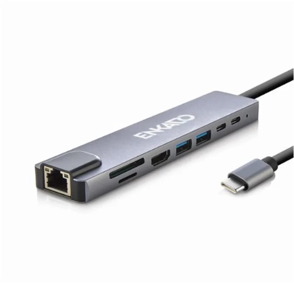 ENKADO EKD-TP42 TYPE-C TO TO HDMI 8İN 2PD+2 USB 2,0 +HDMI 4K +SD-TF+ETHERNET 100MBS ürün görseli 1