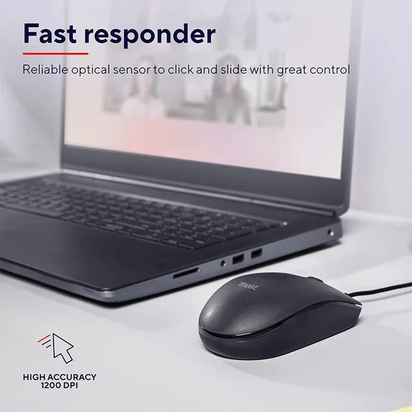 Trust 24271 Bası Wıred Kablolu Mouse - Resim 3