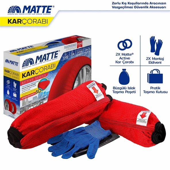 Matte Kar Çorabı Active Series Kırmızı Large - Resim 2