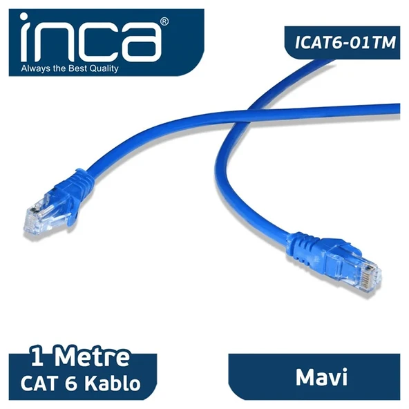 Inca Cat6 26 AWG 1 Metre Mavi Patch Kablo ürün görseli 1