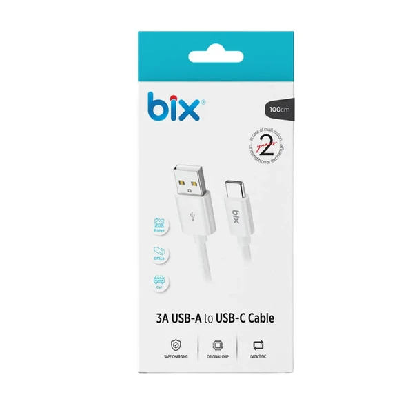 Bix bx100cb 3a usb-a to type-c chargıng Cable black - Resim 4