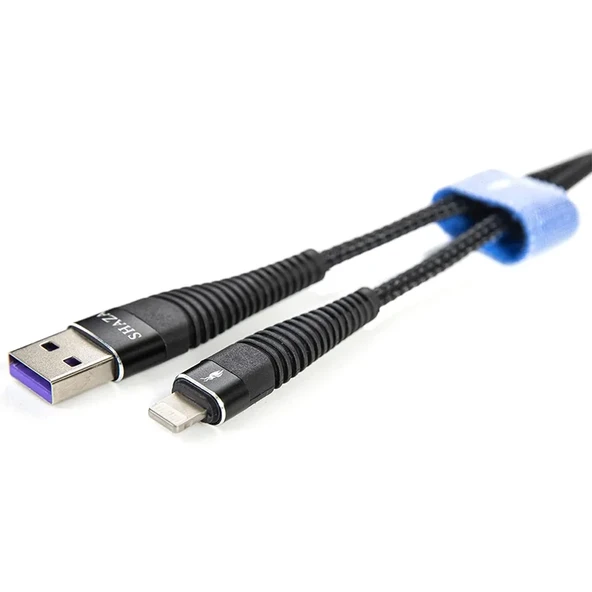 SHAZA Usb-A To Lightning 5A 100W Örgülü Hızlı Şarj ve Data Kablosu ürün görseli 1
