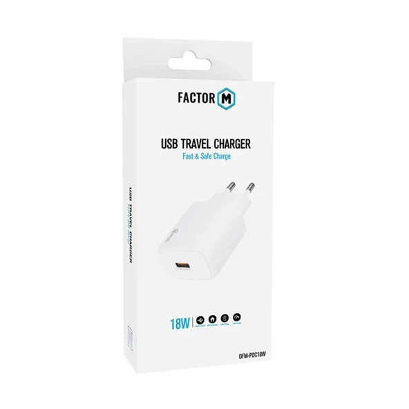 Factor-M Hızlı Şarj Adaptörü (18W) -Beyaz ürün görseli 1