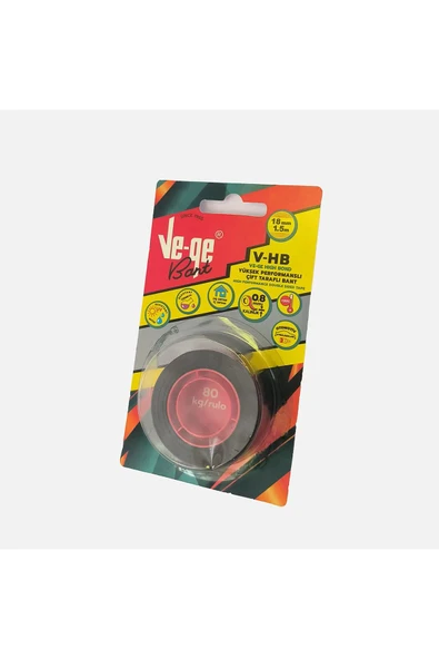Ve-Ge Çift Taraflı Montaj Bandı V-Hb 1 Inc 0.8 Mm 18Mm X 1.5 Metre Siyah ürün görseli 1
