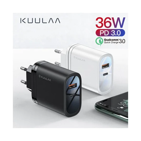 KUULAA 1 Usb QC3.0 1 PD 36W Universal Hızlı Şarj Başlık ürün görseli 1