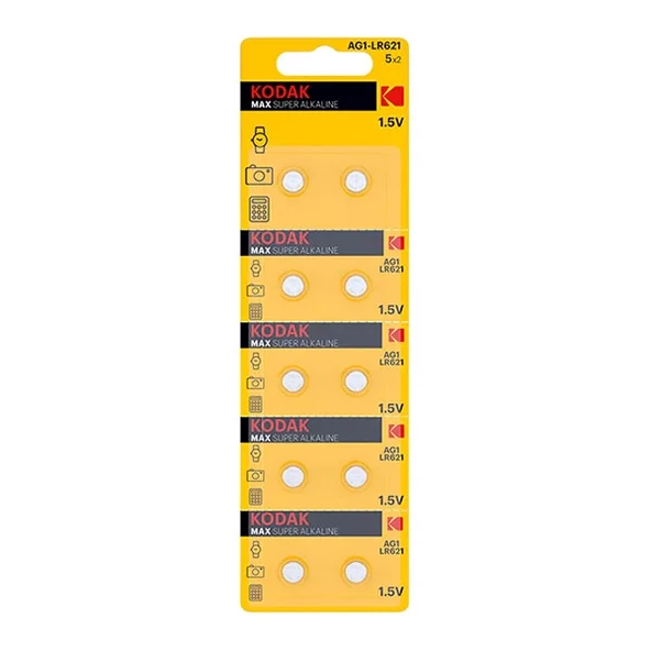 Kodak Max Alkaline Ag1Lr621 Düğme Pil 10'Lu ürün görseli 1