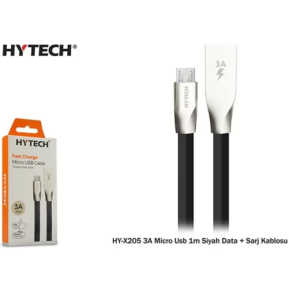 Hytech Hyx205 3A Micro Usb 1M Data + Sarj Kablosu,Siyah ürün görseli 1
