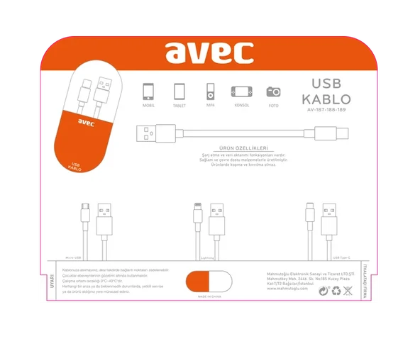 AVEC AV-187 Micro USB Kablo - Resim 3